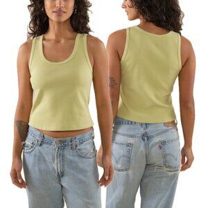 (NWOT) NLT Cotton-Blend 2X1 Rib U-Neck Mid-Length Tank Top (Melon Green)